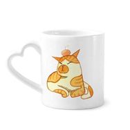 Dıythinker 340 ml Kalp Saplı Miaoji Boyama Suluboya Turuncu Kedi Kahve Seramik Kupa
