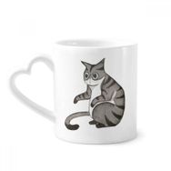 Dıythinker 340 ml Kalp Saplı Miaoji Resim Ejderha-Li Suluboya Kedi Kahve Seramik Kupa