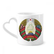 Dıythinker 340 ml Kalp Saplı Minsk Beyaz Rusya Ulusal Amblemi Kahve Seramik Kupa