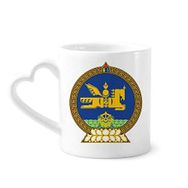 Dıythinker 340 ml Kalp Saplı Moğolistan Ulusal Amblemi Kahve Seramik Kupa