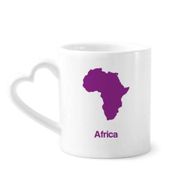 Dıythinker 340 ml Kalp Saplı Mor Afrika İllüstrasyon Haritası Desenli Kahve Seramik Kupa