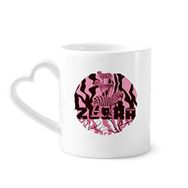 Dıythinker 340 ml Kalp Saplı Mor Zebra Dalları Yuvarlak Hayvan Kahve Çömlekçilik Seramik Kupa