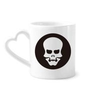 Dıythinker 340 ml Kalp Saplı Mutlu Cadılar Bayramı Oyuklu Kafatası Kahve Seramik Kupa