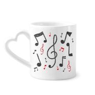 Dıythinker 340 ml Kalp Saplı Müzik Notasyonu Kombinasyonu Renkli Desenli Kahve Seramik Kupa