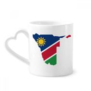Dıythinker 340 ml Kalp Saplı Namibya Cumhuriyeti Afrika Haritası Kahve Çömlekçilik Seramik Kupa