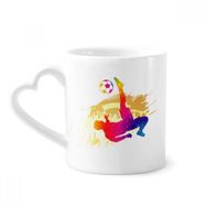 Dıythinker 340 ml Kalp Saplı Neşeli Futbol Oyuncusu Bisiklet Tekme Kahve Seramik Kupa