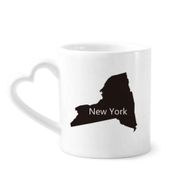 Dıythinker 340 ml Kalp Saplı New York ABD Haritası Silüet Kahve Seramik Kupa