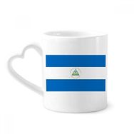 Dıythinker 340 ml Kalp Saplı Nicaragua Ulusal Bayrağı Kuzey Amerika Ülke Kahve Seramik Kupa