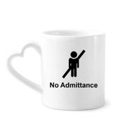 Dıythinker 340 ml Kalp Saplı No Admittance Siyah Sembol Desenli Kahve Seramik Kupa
