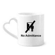 Dıythinker 340 ml Kalp Saplı No Admittance Warning Sembollü Kahve Seramik Kupa