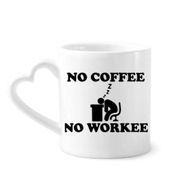 Dıythinker 340 ml Kalp Saplı No Coffee No Workee Ofis Tasarımı Kahve Seramik Kupa