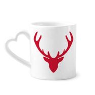 Dıythinker 340 ml Kalp Saplı Noel Geyiği Avatar Kırmızı Festival Kahve Seramik Kupa