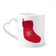 Dıythinker 340 ml Kalp Saplı Noel Kar Tanesi Çorap Kırmızı Festival Kahve Seramik Kupa