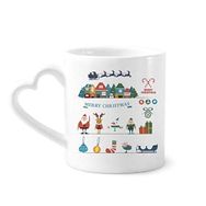 Dıythinker 340 ml Kalp Saplı Noel Kardan Adam Festival Noel Baba Kahve Seramik Kupa