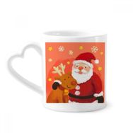 Dıythinker 340 ml Kalp Saplı Noel Noel Baba Kar Tanesi Geyik Festivali Kahve Seramik Kupa
