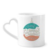 Dıythinker 340 ml Kalp Saplı Noel Renkli Çelenk Soyut İllüstrasyon Kahve Seramik Kupa