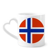 Dıythinker 340 ml Kalp Saplı Norveç Ulusal Bayrağı Avrupa Sembolü Desenli Kahve Seramik Kupa