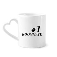 Dıythinker 340 ml Kalp Saplı Number.1 Roommate Mezuniyet Sezonu Kahve Seramik Kupa