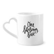 Dıythinker 340 ml Kalp Saplı One Lifelong Love Alıntı Kahve Seramik Kupa