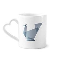 Dıythinker 340 ml Kalp Saplı Origami Soyut Tavus Kuşu Geometrik Şekilli Kahve Seramik Kupa