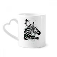 Dıythinker 340 ml Kalp Saplı Palawan Tropikal Stil Zebra Hayvan Kahve Kupaları Seramik Kupa