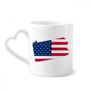 Dıythinker 340 ml Kalp Saplı Pennsylvania Amerika Haritası Yıldızlar Çizgili Bayrak Kahve Kupaları Seramik Kupa