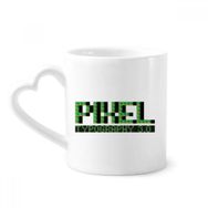 Dıythinker 340 ml Kalp Saplı Pihel Tipografi 3.0 Piksel Kahve Kupaları Seramik Kupa