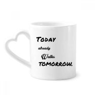 Dıythinker 340 ml Kalp Saplı Poetry Today Already Walk Tomorrow Kahve Kupaları Çömlekçilik Seramik Kupa