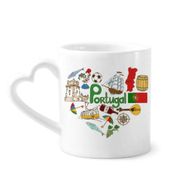 Dıythinker 340 ml Kalp Saplı Portekiz Aşk Kalp Landscap Ulusal Bayrak Kahve Kupaları Çömlekçilik Seramik Kupa