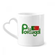 Dıythinker 340 ml Kalp Saplı Portekiz Ulusal Bayrağı Yeşil Desenli Kahve Kupaları Seramik Kupa