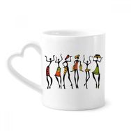 Dıythinker 340 ml Kalp Saplı Primitive Afrika Aborijin Siyah Dans Totemleri Kahve Kupaları Seramik Kupa