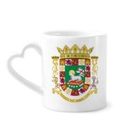 Dıythinker 340 ml Kalp Saplı Puerto Rico Ulusal Amblem Kahve Kupaları Seramik Kupa