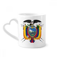 Dıythinker 340 ml Kalp Saplı Quito Ekvador Ulusal Amblemi Kahve Kupaları Seramik Kupa