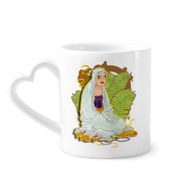 Dıythinker 340 ml Kalp Saplı Religion On Sekiz Arhat İllüstrasyon Desenli Kahve Kupaları Seramik Kupa
