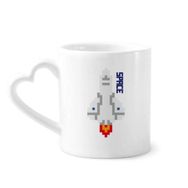 Dıythinker 340 ml Kalp Saplı Rocket Take Off Universe Pixel Kahve Kupaları Seramik Kupa