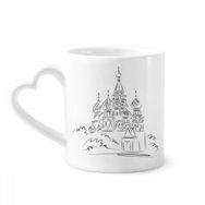 Dıythinker 340 ml Kalp Saplı Rusya Katedral Kemeri Siyah Çizgi Eskiz Kahve Kupaları Seramik Kupa