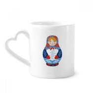 Dıythinker 340 ml Kalp Saplı Rusya Sembolü Rus Oyuncak Bebek Desenli Kahve Kupaları Seramik Kupa