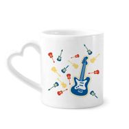 Dıythinker 340 ml Kalp Saplı Sarı Gitar Müzik Deseni Resimli Kahve Kupaları Seramik Kupa