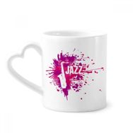 Dıythinker 340 ml Kalp Saplı Sax Jazz Müzik Kültürü Desenli Kahve Kupaları Seramik Kupa