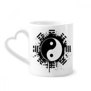 Dıythinker 340 ml Kalp Saplı Sekiz Diyagram Taiji Yin Yang Çin Desenli Kahve Kupaları Seramik Kupa