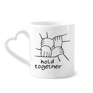 Dıythinker 340 ml Kalp Saplı Seramik Kupa Hold Together Kişiselleştirilmiş Jest Kahve Seramik Kupa