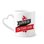 Dıythinker 340 ml Kalp Saplı Sevgililer Günü Love Is In The Air Kahve Kupaları Çömlekçilik Seramik Kupa