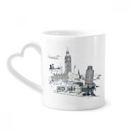 Dıythinker 340 ml Kalp Saplı Seyahat Simgesi Big Ben Pisa Kulesi Kahve Kupaları Çömlekçilik Seramik Kupa
