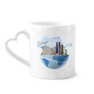 Dıythinker 340 ml Kalp Saplı Seyahat Yolculuğu Amerika Dağı Uçak Kahve Kupaları Seramik Kupa