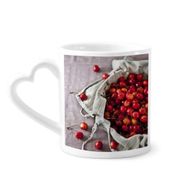 Dıythinker 340 ml Kalp Saplı Sıcaklık Kırmızı Meyveler Kiraz Fotoğrafı Kahve Kupaları Seramik Kupa