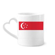 Dıythinker 340 ml Kalp Saplı Singapur Ulusal Bayrağı Asya Ülke Kahve Kupaları Seramik Kupa