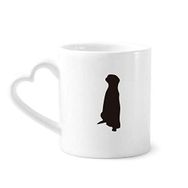 Dıythinker 340 ml Kalp Saplı Siyah Fotokopi Sevimli Hayvan Portrayal Kahve Kupaları Seramik Kupa