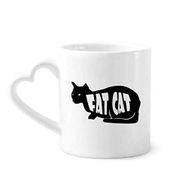 Dıythinker 340 ml Kalp Saplı Siyah Hayvan Kedi Silüeti Doğal Kahve Kupaları Seramik Kupa