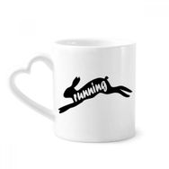 Dıythinker 340 ml Kalp Saplı Siyah Hayvan Tavşanları Silüeti Doğal Kahve Kupaları Seramik Kupa