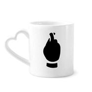 Dıythinker 340 ml Kalp Saplı Siyah Jest Silüeti Desenli Kahve Kupaları Seramik Kupa